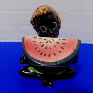Vintage Black American Boy Watermelon Salt & Pepper Shakers Made In Japan